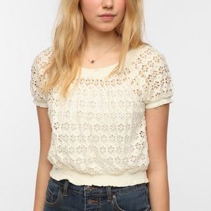 UO Pins and Needles Smocked Eyelet Top in Purple